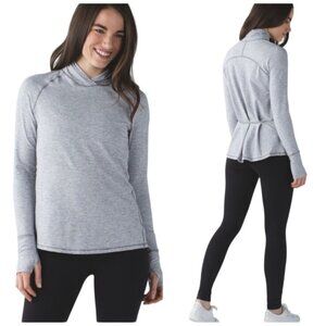 Lululemon Warm Your Core Long Sleeve Tee Sz 8 Tonka Stripe Heathered Slate White